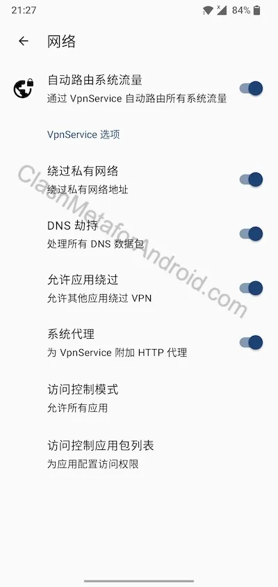 Clash Meta for Android 网络设置